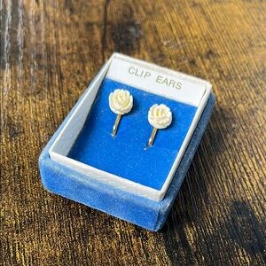 Cream Rose Gold-toned Clip-on Earrings